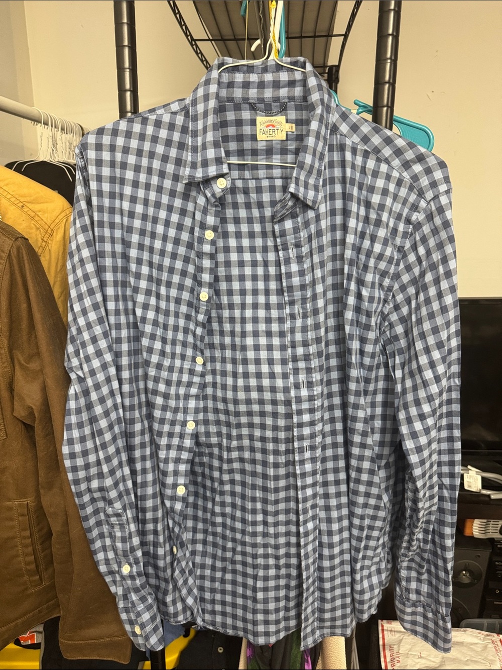 Faherty Light and Medium Blue Gingham Movement Shirt